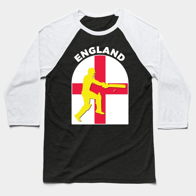 England Cricket Batsman England Flag Baseball T-Shirt by DPattonPD